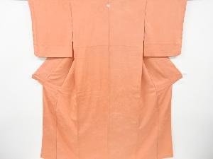 リサイクル　未使用品　割れ絵皿に花唐草模様織出し一ツ紋色無地着物